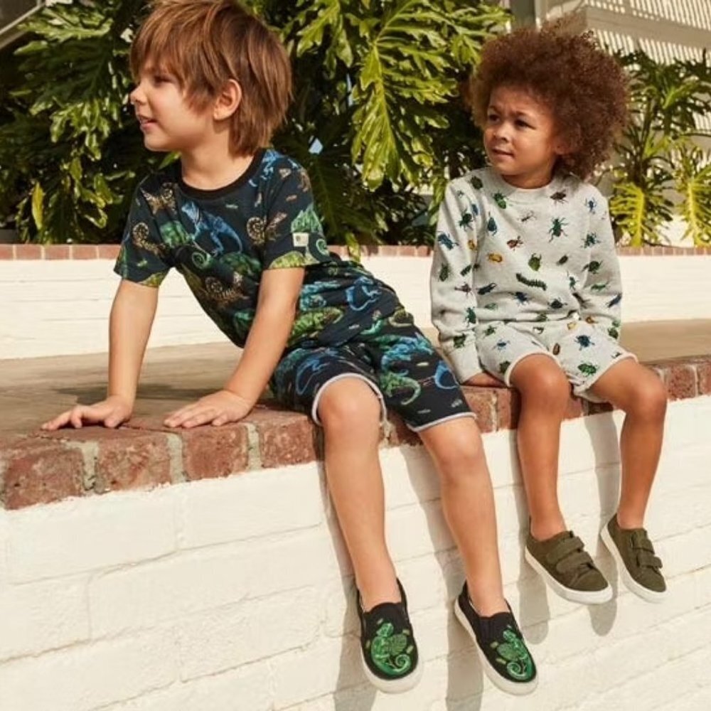 Nathalie Lété x H&M Shorts with Printed Design Black/chameleons